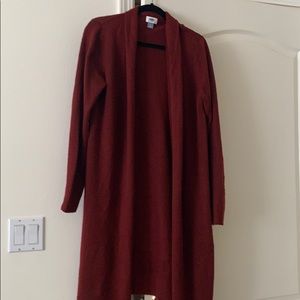 Long Crimson Cardigan